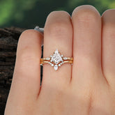 Classic Retro Luxury 4-Prong Kite-Cut Moissanite Stackable Ring Set